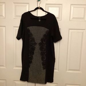 Lane Bryant Black Tweed & Lace Dress Size 18